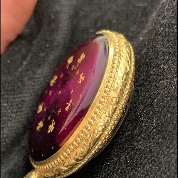 Nadine Spirotor KIF || Rare Vintage Purple Gold Swiss Pocket Watch Pendant Works Rare Nadine Pendant Watch With Floral Back - Etsy main image 4